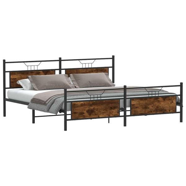 Metallbett ohne Matratze Räuchereiche 193x203 cm