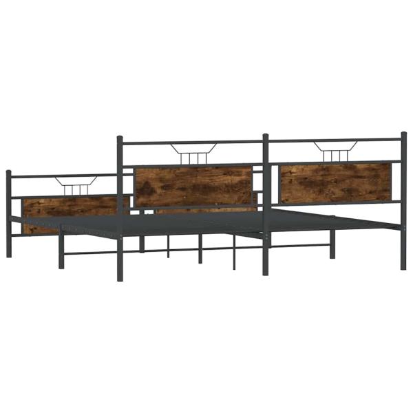 Metallbett ohne Matratze Räuchereiche 193x203 cm