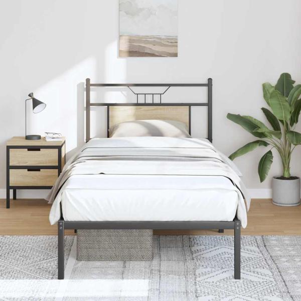 ARDEBO.de - Bettgestell ohne Matratze Sonoma-Eiche 90x200 cm Holzwerkstoff