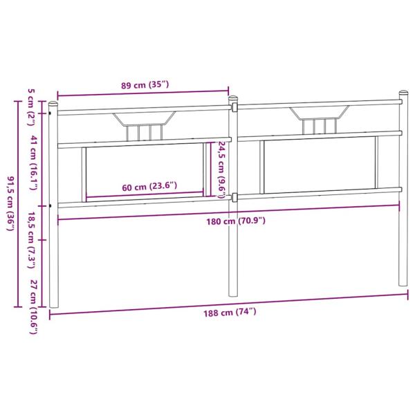Kopfteil Räuchereiche 180 cm Holzwerkstoff und Stahl