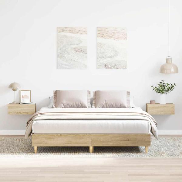 ARDEBO.de - Bettgestell ohne Matratze Sonoma-Eiche 140x200 cm Holzwerkstoff