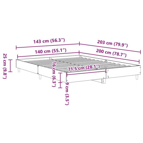 Bettgestell ohne Matratze Sonoma-Eiche 140x200 cm Holzwerkstoff