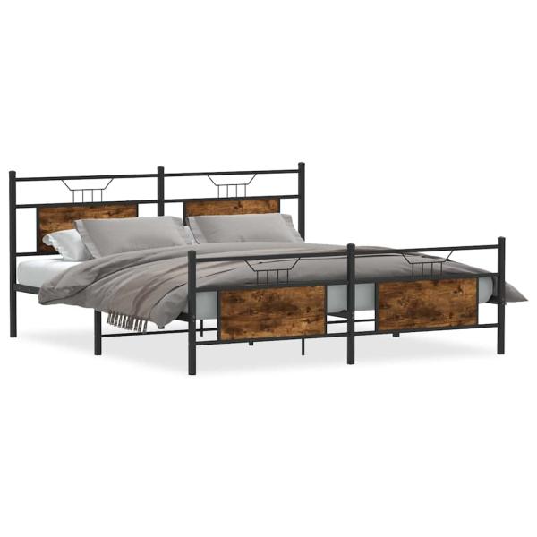 Metallbett ohne Matratze Räuchereiche 183x213 cm