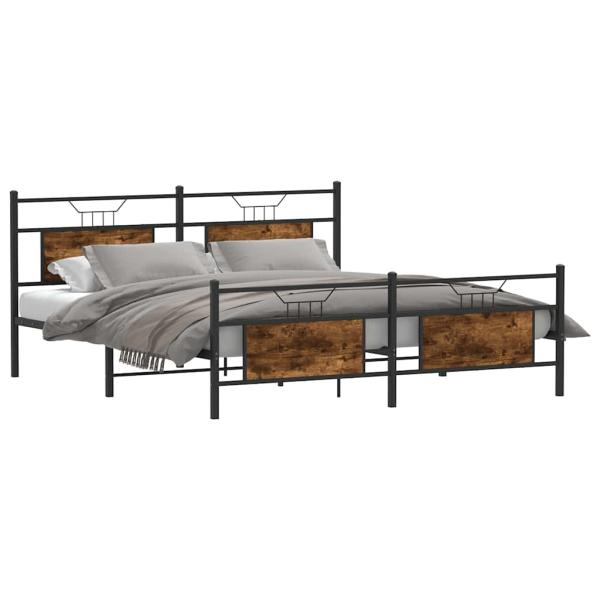 Metallbett ohne Matratze Räuchereiche 183x213 cm