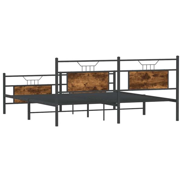 Metallbett ohne Matratze Räuchereiche 183x213 cm