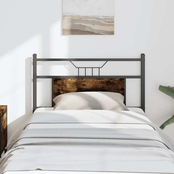 ARDEBO.de - Kopfteil Räuchereiche 75 cm Holzwerkstoff und Stahl