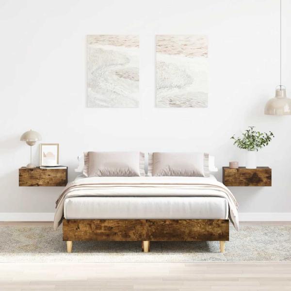 ARDEBO.de - Bettgestell ohne Matratze Räuchereiche 120x200 cm Holzwerkstoff