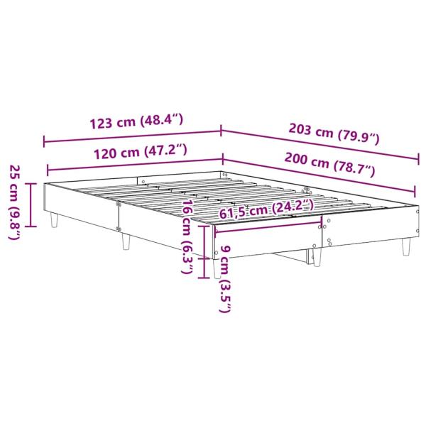 Bettgestell ohne Matratze Räuchereiche 120x200 cm Holzwerkstoff