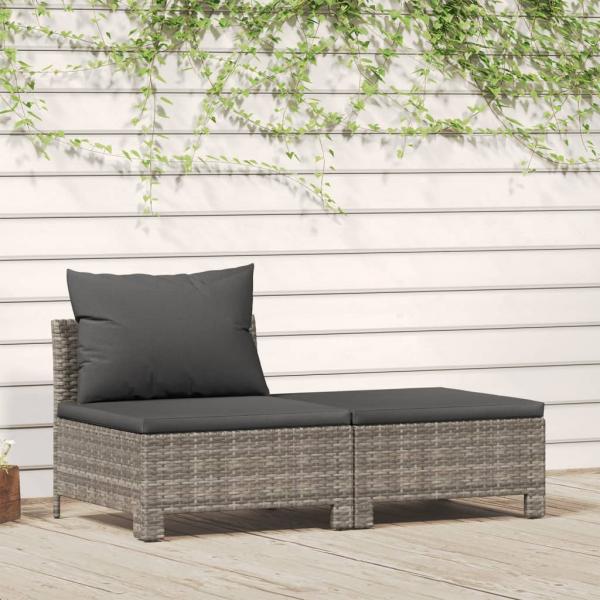 ARDEBO.de - 2-tlg. Garten-Lounge-Set mit Kissen Grau Poly Rattan
