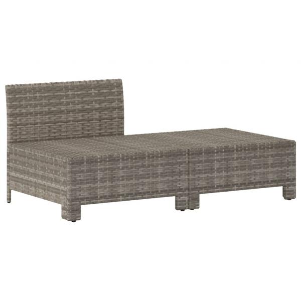 2-tlg. Garten-Lounge-Set mit Kissen Grau Poly Rattan