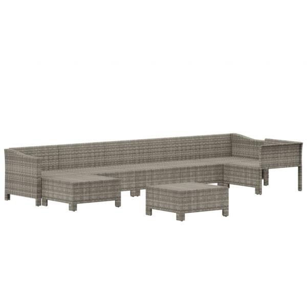 8-tlg. Garten-Lounge-Set mit Kissen Grau Poly Rattan
