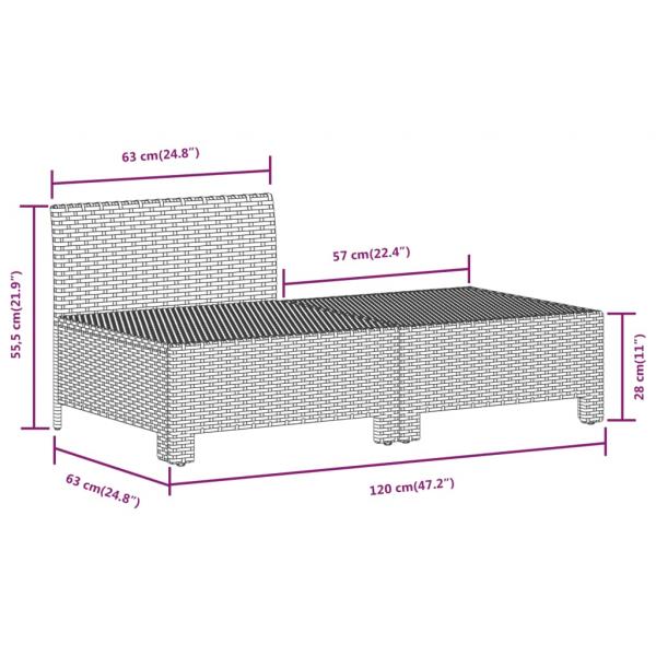 7-tlg. Garten-Lounge-Set mit Kissen Grau Poly Rattan