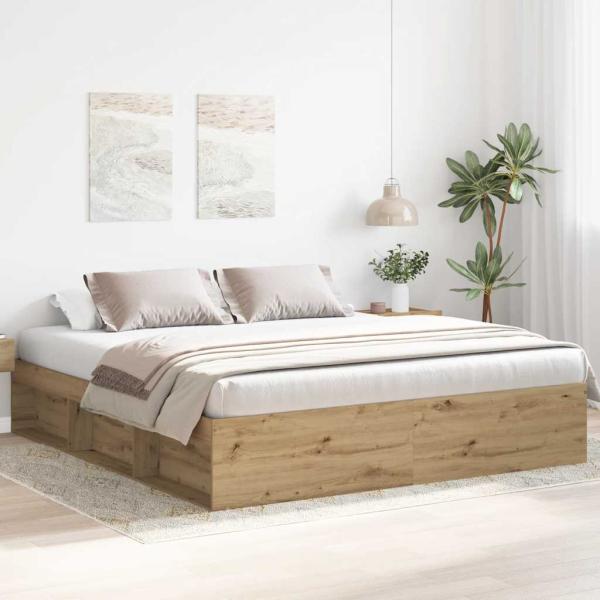 Bettgestell ohne Matratze Artisan-Eiche 200x200cm Holzwerkstoff