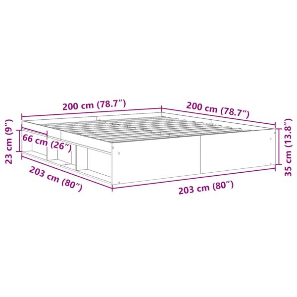 Bettgestell ohne Matratze Artisan-Eiche 200x200cm Holzwerkstoff