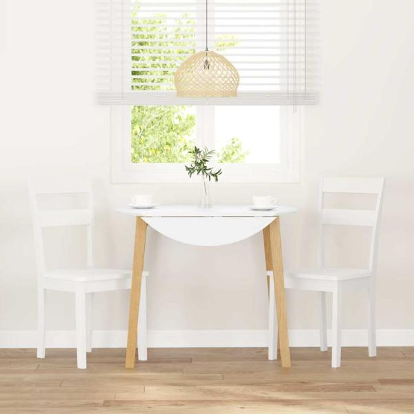 Esszimmerstühle 2 Stk. Weiß Massivholz Gummibaum