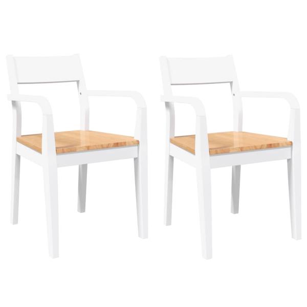 Esszimmerstühle 2 Stk. Weiß Massivholz Gummibaum