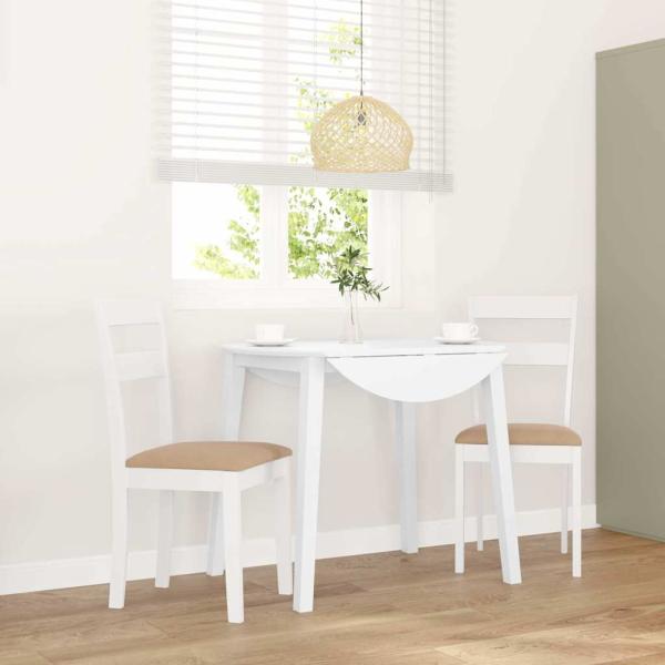 ARDEBO.de - Esszimmerstühle mit Kissen 2 Stk. Weiß Massivholz Gummibaum