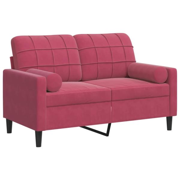 ARDEBO.de - 2-Sitzer-Sofa mit Zierkissen Weinrot 120 cm Samt
