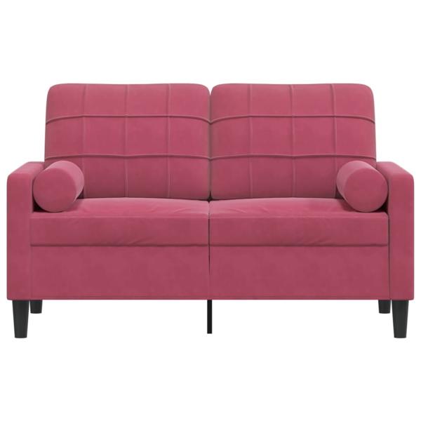 2-Sitzer-Sofa mit Zierkissen Weinrot 120 cm Samt
