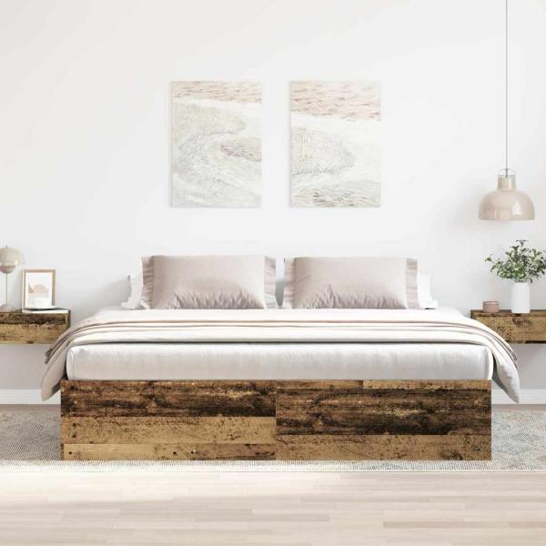 ARDEBO.de - Bettgestell ohne Matratze Altholz-Optik 180x200cm Holzwerkstoff