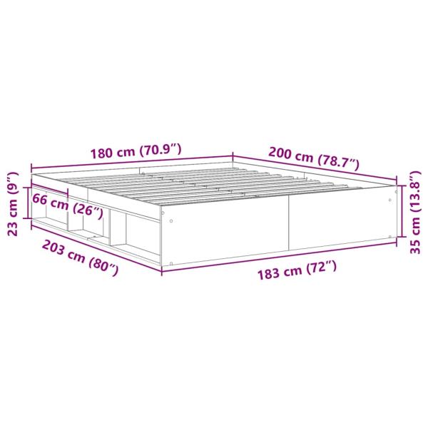 Bettgestell ohne Matratze Altholz-Optik 180x200cm Holzwerkstoff