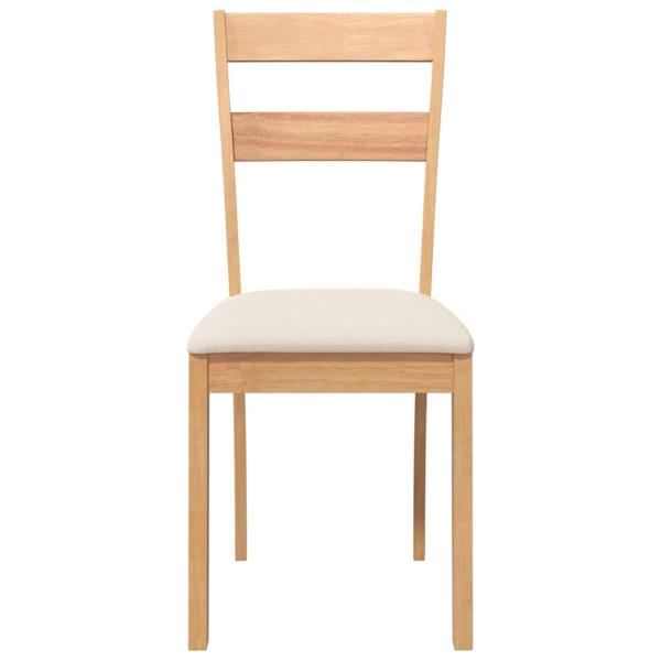 Esszimmerstühle mit Kissen 2 Stk. Natur Massivholz Gummibaum