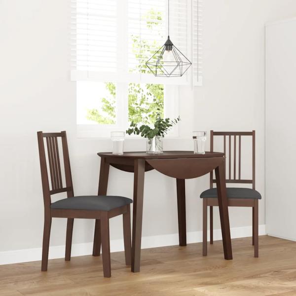 ARDEBO.de - Esszimmerstühle mit Kissen 2 Stk. Braun Massivholz Gummibaum