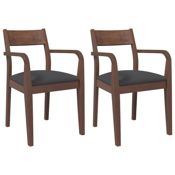 Esszimmerstühle mit Kissen 2 Stk. Braun Massivholz Gummibaum