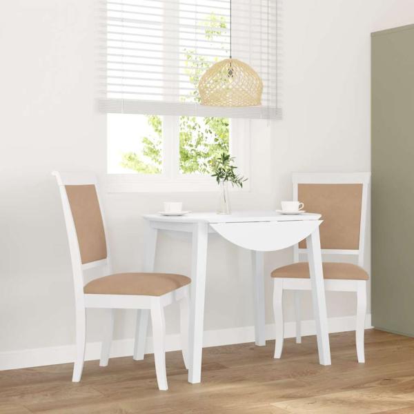 ARDEBO.de - Esszimmerstühle mit Kissen 2 Stk. Weiß Massivholz Gummibaum