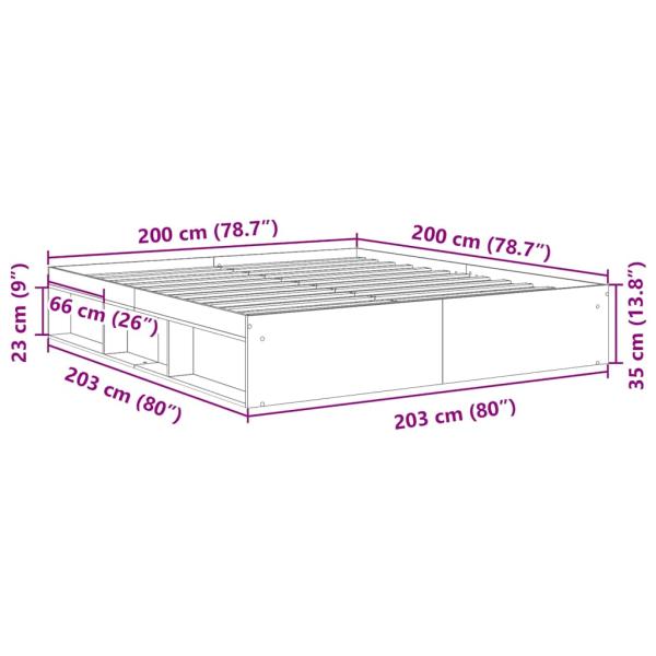 Bettgestell ohne Matratze Altholz-Optik 200x200cm Holzwerkstoff