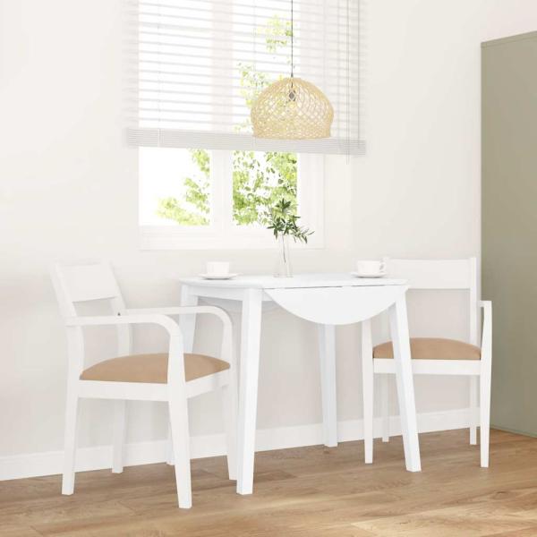 ARDEBO.de - Esszimmerstühle mit Kissen 2 Stk. Weiß Massivholz Gummibaum
