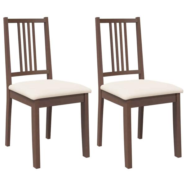 ARDEBO.de - Esszimmerstühle mit Kissen 2 Stk. Braun Massivholz Gummibaum