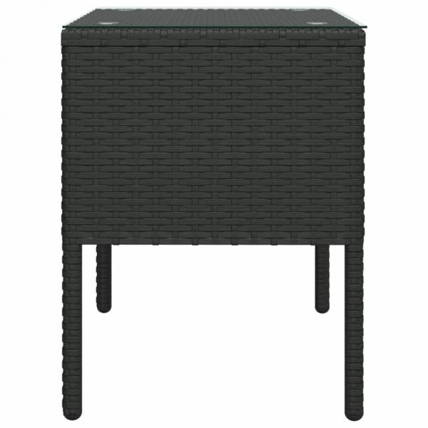 Beistelltisch Schwarz 53x37x48 cm Poly Rattan und Hartglas