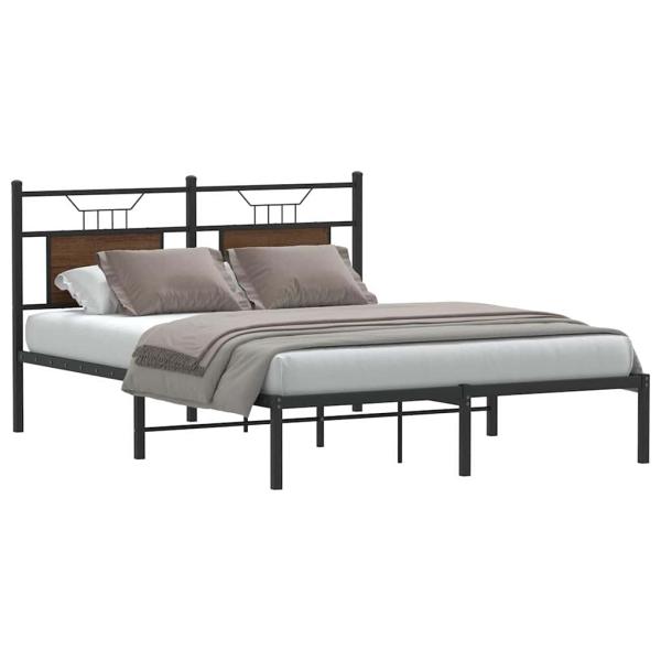 ARDEBO.de - Bettgestell ohne Matratze Braun Eiche 150x200 cm Holzwerkstoff