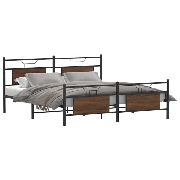Metallbett ohne Matratze Braun Eichen-Optik 180x200 cm