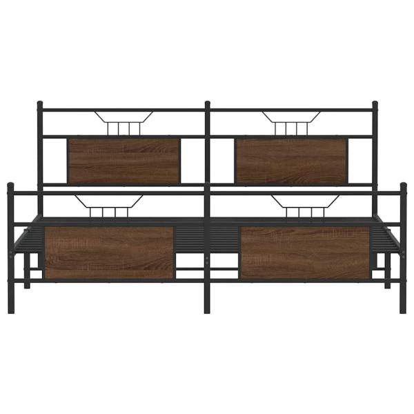 Metallbett ohne Matratze Braun Eichen-Optik 180x200 cm