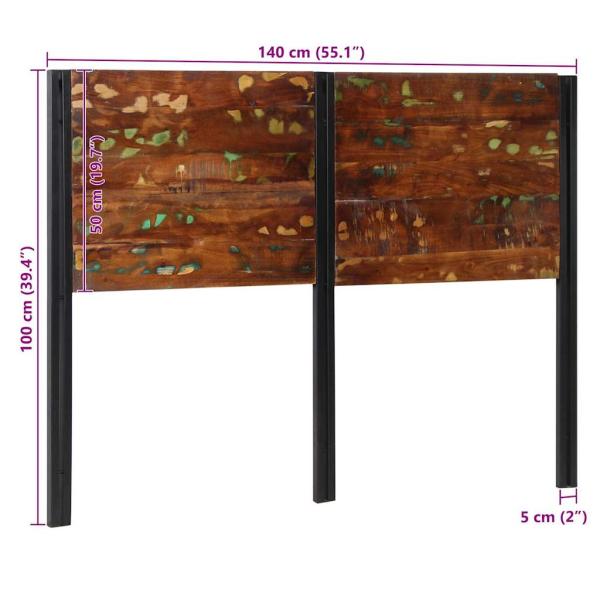 Kopfteil 140 cm Altholz Massivholz und Eisen