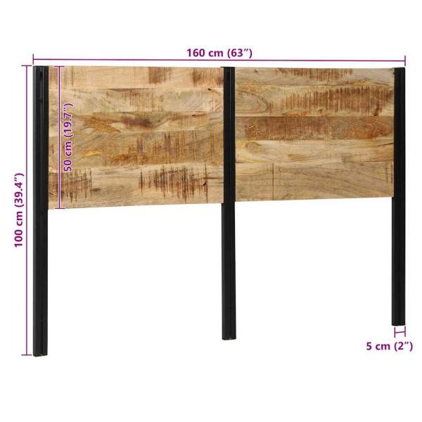 Kopfteil 160 cm Massivholz Mango und Eisen