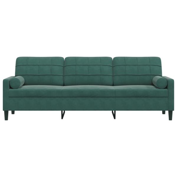 Sofa 3-Sitzer mit Zierkissen Dunkelgrün 210 cm Samt