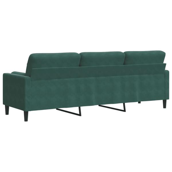 Sofa 3-Sitzer mit Zierkissen Dunkelgrün 210 cm Samt