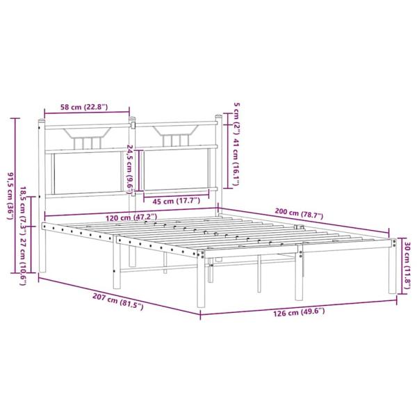 Bettgestell ohne Matratze Braun Eiche 120x200 cm Holzwerkstoff