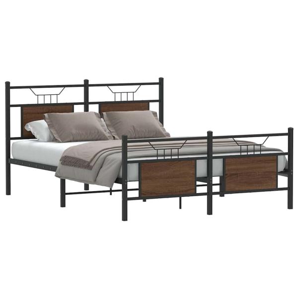 ARDEBO.de - Bettgestell ohne Matratze Braun Eiche 137x190 cm Holzwerkstoff