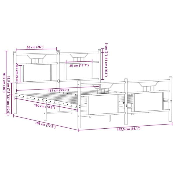 Bettgestell ohne Matratze Braun Eiche 137x190 cm Holzwerkstoff