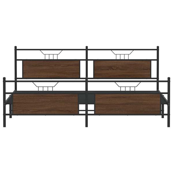 Metallbett ohne Matratze Braun Eichen-Optik 193x203 cm