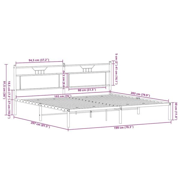 Bettgestell ohne Matratze Braun Eichen-Optik 193x203 cm