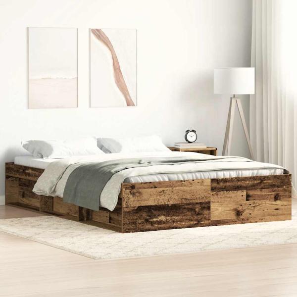 ARDEBO.de - Bettgestell ohne Matratze Altholz-Optik 160x200cm Holzwerkstoff