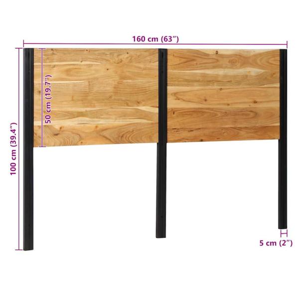 Kopfteil 160 cm Massivholz Akazie und Eisen