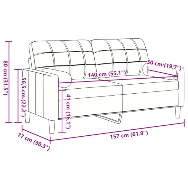 2-Sitzer-Sofa mit Zierkissen Creme 140 cm Samt