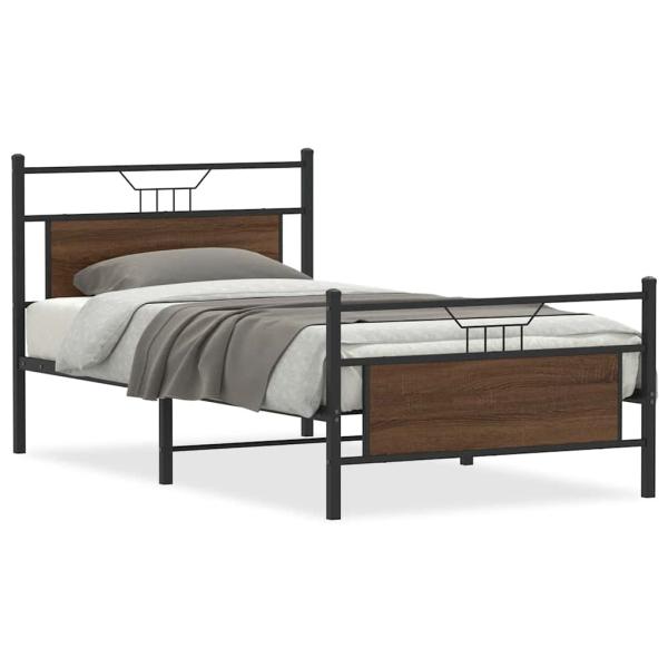 Bettgestell ohne Matratze Braun Eiche 100x200 cm Holzwerkstoff