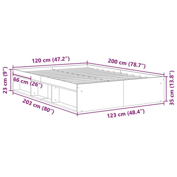 Bettgestell ohne Matratze Altholz-Optik 120x200cm Holzwerkstoff